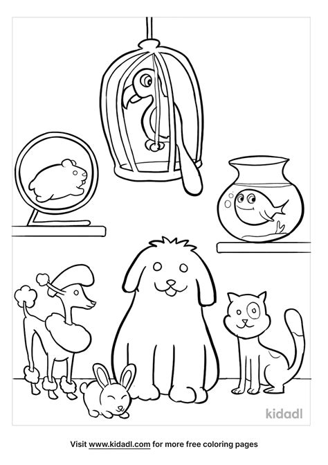 Free Variety Of Pets Coloring Page | Coloring Page Printables | Kidadl