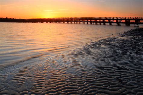 Duxbury Beach Powder Point Bridge Sunset Photograph by John Burk