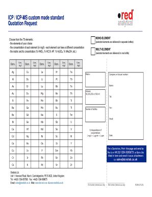 Fillable Online ICP / ICP-MS custom made standard Quotation Request Fax Email Print - pdfFiller