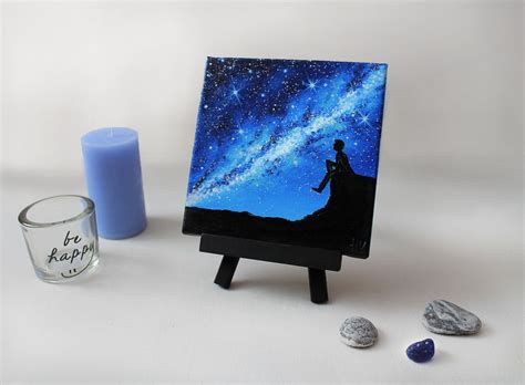 Milky Way Mini Painting Oil Painting on Canvas Starry Sky Galaxy ...