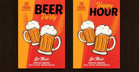 Beer Party/Happy Hour, Graphic Templates - Envato Elements