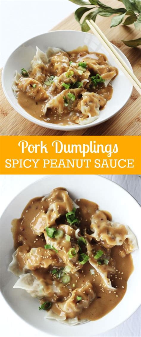 Pork Dumplings with Spicy Peanut Sauce Recipe | Recipe | Pork dumpling ...