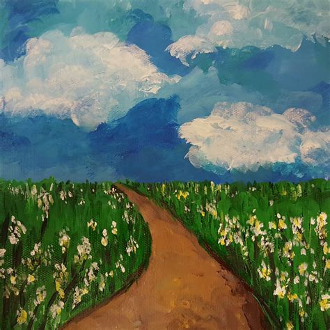 Field of Flowers | Flower field, Painting, Acrylic painting