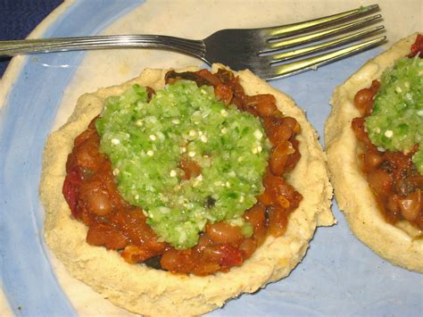 Cooking without a Net: Sopes with Baked Beans with Poblano Peppers and Tomatillo Salsa