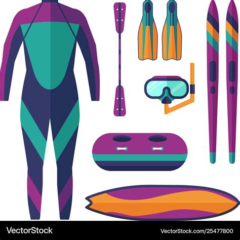 Sea water sports and activities equipment Vector Image