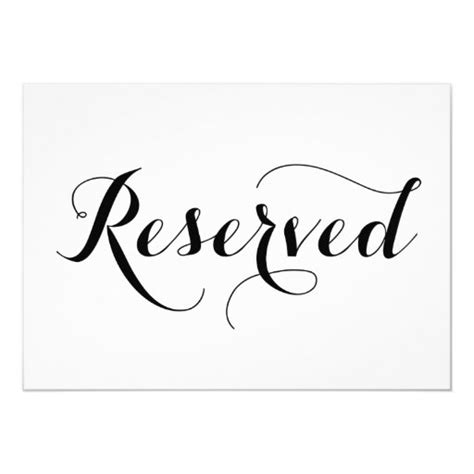 Modern Calligraphy | Reserved Wedding Sign Card | Zazzle