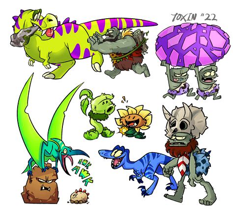 Jurassic Marsh is my favorite pvz2 world so I made a bunch of drawings ...