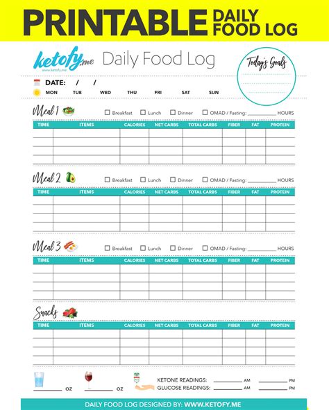 KETO ~ FY ME | Cut Carbs, not flavor! • Printable Keto Daily Food Log ...