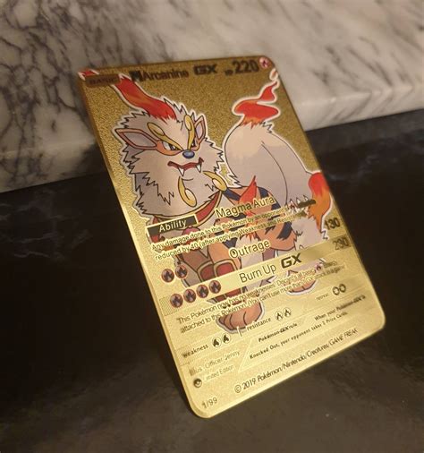 Mega Arcanine GX Pokemon Card Gold Shiny Custom Luxury - Etsy