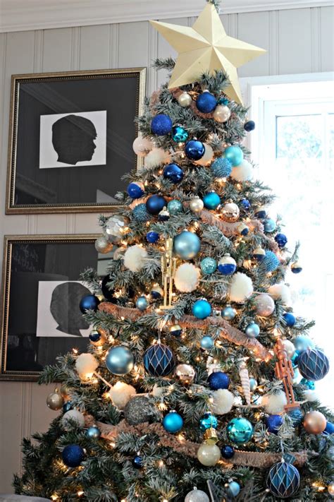 Decorations of Blue on White Christmas Tree - Southern State of Mind