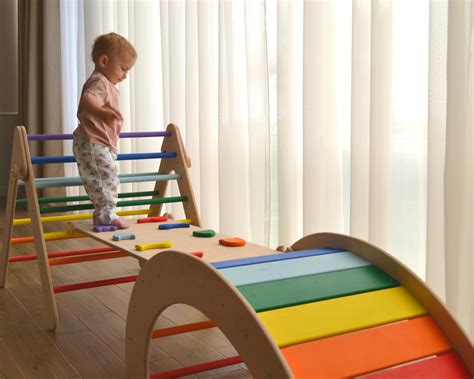 Toddler climbing gym wood play balance board backyard game | Etsy