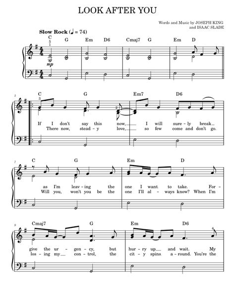 Play Official version of Look after you sheet music by The Fray for ...