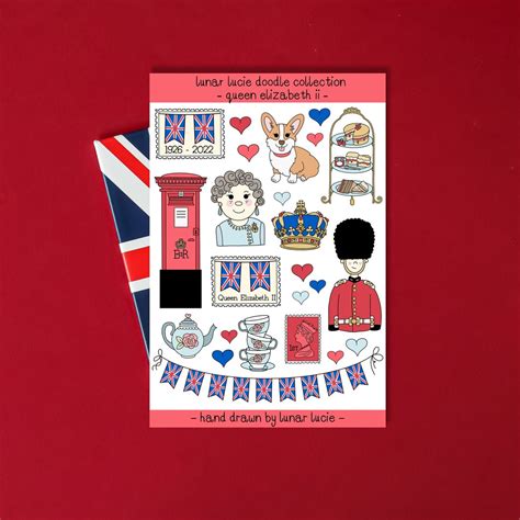 Queen Elizabeth II Sticker Sheet Queen Elizabeth Stickers London ...