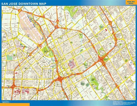 San Jose downtown map | Laminated wall maps of the world.