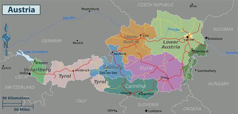 Large political and administrative map of Austria with cities | Vidiani ...