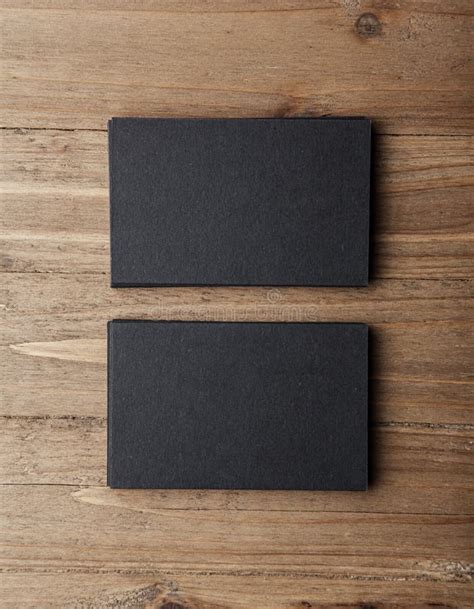 Two Stack of Blank Black Business Cards on Wooden Background Vertical Stock Photo - Image of ...