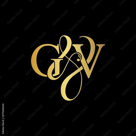 G & V / GV logo initial vector mark. Initial letter G and V GV logo luxury vector mark , gold ...