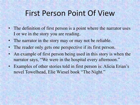 First Person Point Of View Example