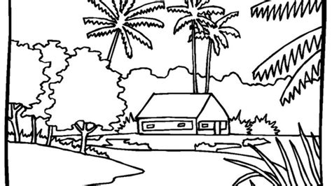 Gambar pemandangan rumah | Gambar flora dan fauna, Sketsa, Buku mewarnai