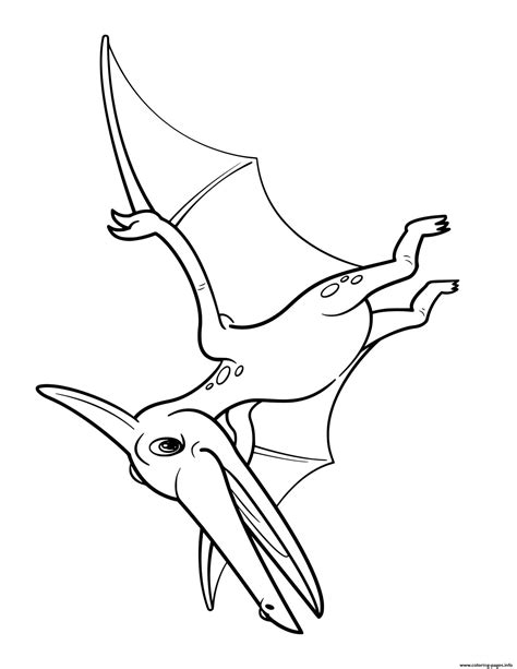 Dinosaur Cartoon Pteranodon Flying Coloring page Printable