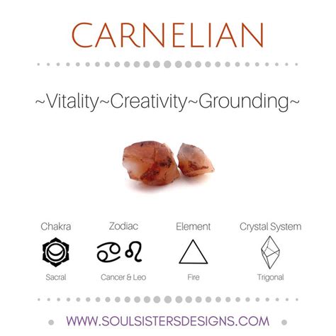 Metaphysical Healing Properties of Carnelian, including associated Chakra, Zodiac and Element ...