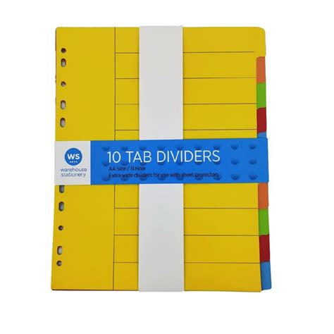 WS 10 Tab X Wide Coloured Dividers | Warehouse Stationery, NZ