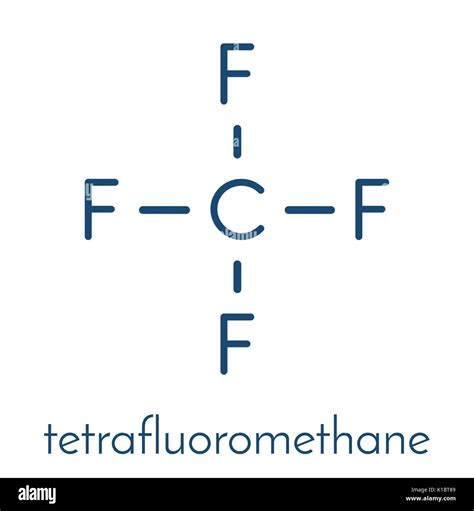 Tetrafluoroetano (tetrafluoruro de carbono, CF4) molécula de gas invernadero. Fórmula ...