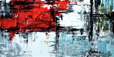 Red Black Blue Abstract Painting Painting by Edit Voros