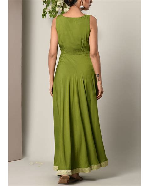 Moss green gathered dress by trueBrowns | The Secret Label