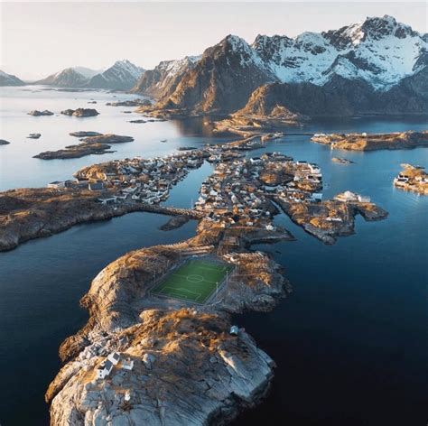 Amazing Soccer Pitch in Lofoten Islands, Norway - Imgur Football Pitch, Football Stadiums ...