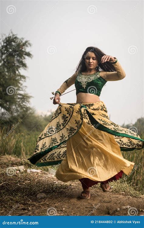 Woman in Traditional Indian Costume Lehenga Choli or Sari or Saree ...