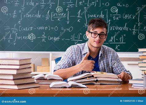 The Young Male Student Studying Math at School Stock Image - Image of ...