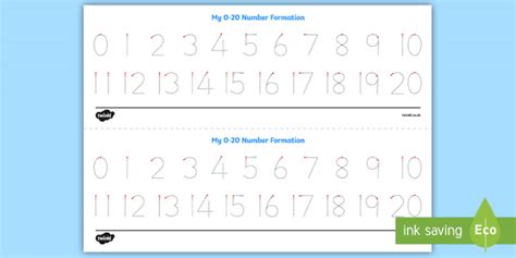 Number Formation Tracing Strips 0-20 | Handwriting Numbers