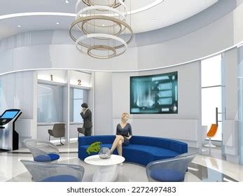 3d Render Commercial Bank Interior Stock Illustration 2272497483 ...