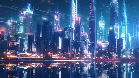 Premium AI Image | futuristic city night scene