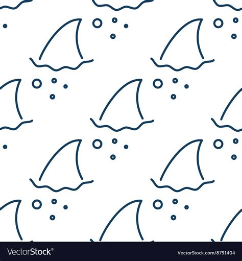 Shark fin in water waves seamless pattern Vector Image