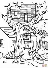 Coloring Pages Treehouse House Summer Tree Printable Colouring Color  sketch template