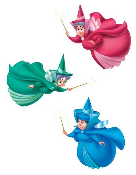 The Three Fairy Godmothers - Flora, Fauna, and Merryweather | Sleeping beauty fairies, Disney ...