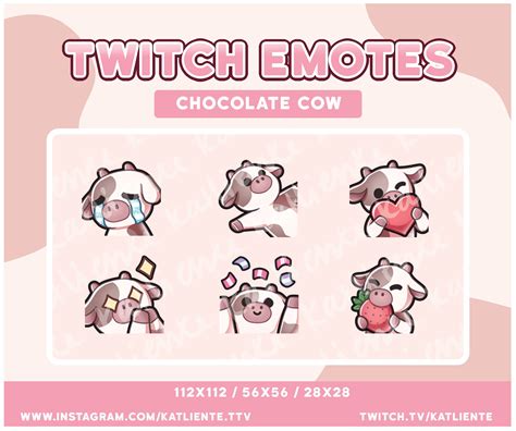 Emoticonos de animales de vaca de chocolate Kawaii Twitch - Etsy España