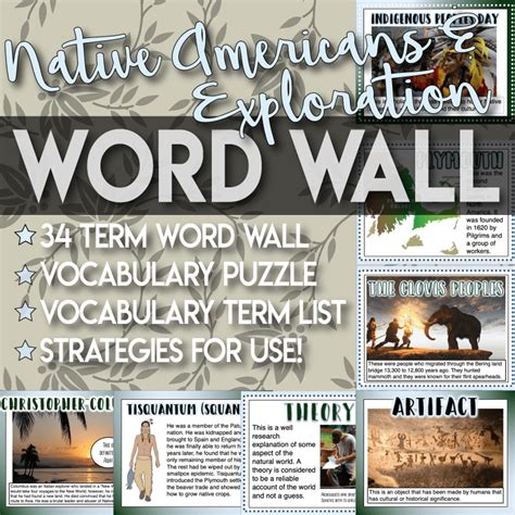 Word Wall the Native Americans and Exploration Vocabulary Practices - Peacefield History