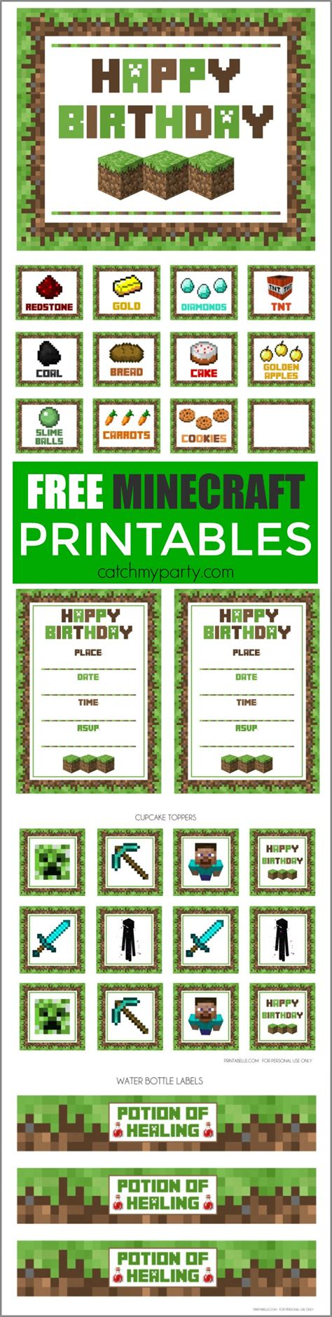 Download These Awesome FREE Minecraft Party Printables! | Catch My Party