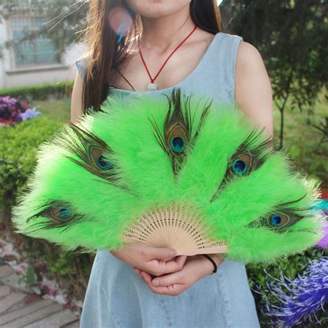 New Design Peacock Feather Hand Fans Black Marabou Fluffy | Etsy