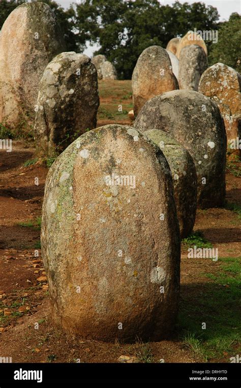 Portugal. Near Evora. The Cromlech of the Almendres. Megalithic complex ...