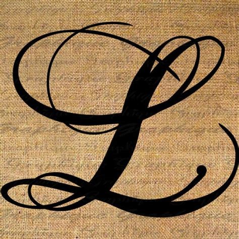 Monogram Initial Letter L Digital Collage Sheet Burlap Digital