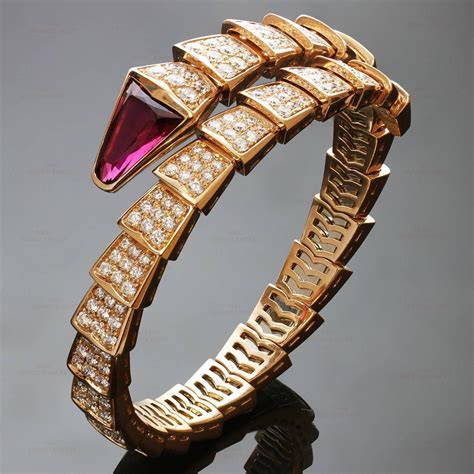 Bulgari Serpenti Rubellite Diamond Gold Bracelet at 1stdibs