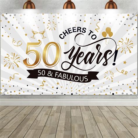 Buy Happy 50th Birthday Backdrop Background Banner Large Men Women 50th Anniversary Backdrop ...