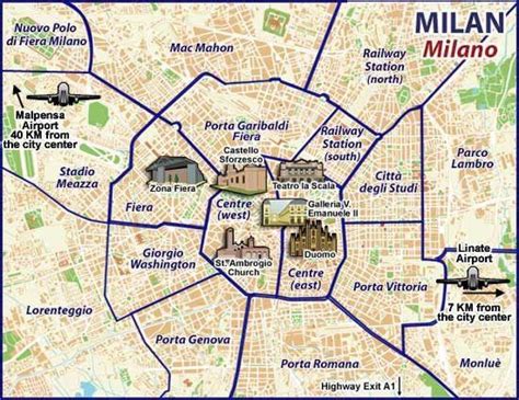 Map of Milan neighborhood: surrounding area and suburbs of Milan