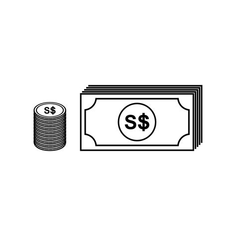 Stack of Singapore Dollar, SGD, Singapore Currency Icon Symbol. Vector ...