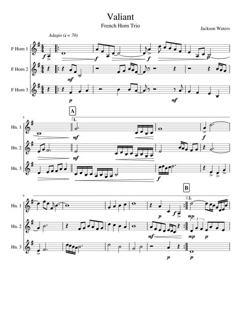 Valiant Sheet music for French Horn (Mixed Trio) | Musescore.com