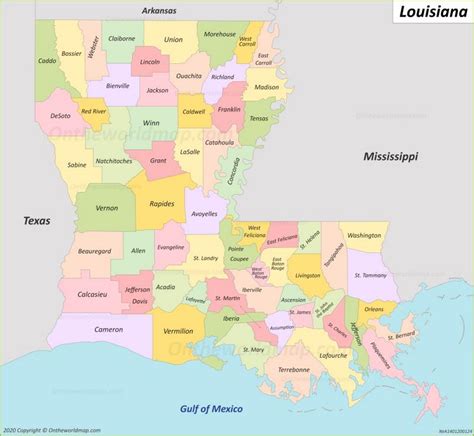 Louisiana Parish Map - Ontheworldmap.com